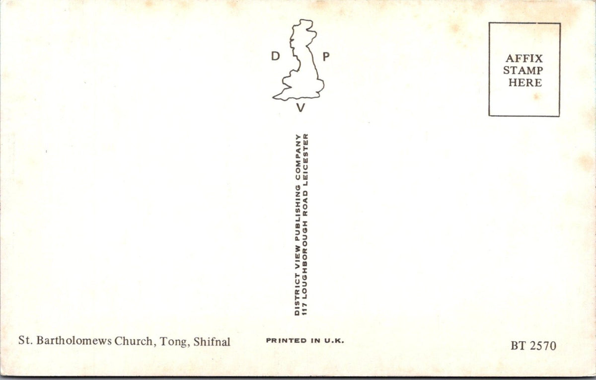 Shropshire Postcard: St Bartholomews Church Tong Shifnal 1960s XT5569