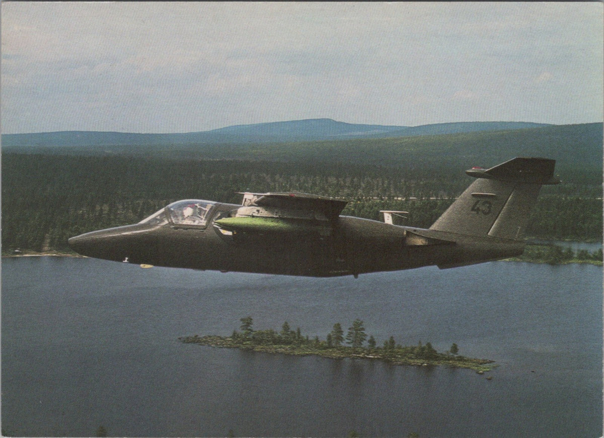Aviation Postcard: Saab 105 Twin Jet Military Aircraft Flight 1970's XT5179