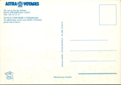 Concorde Postcard: Air France Supersonic Aircraft Strasbourg 1981 XT3864