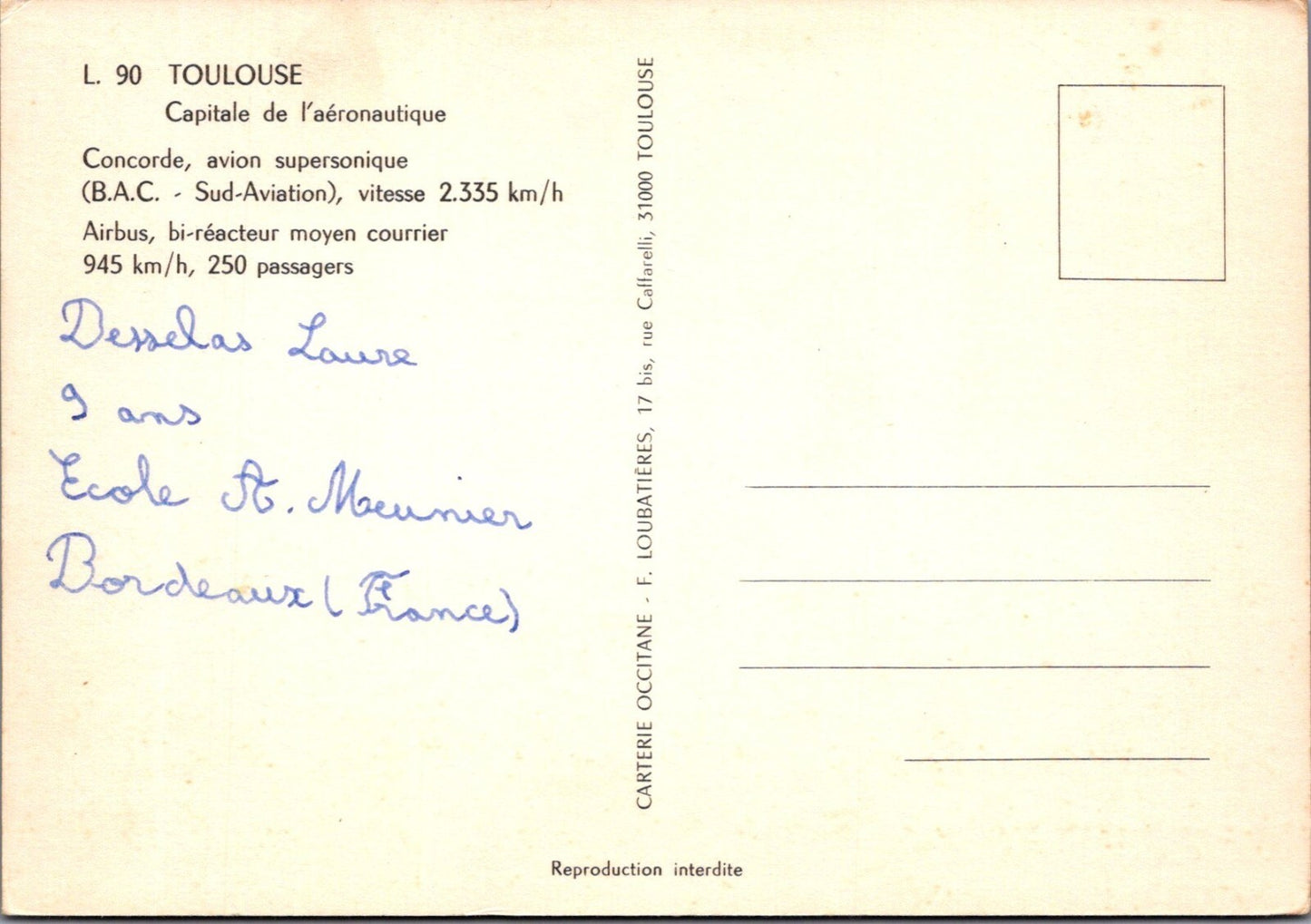 France Postcard: Toulouse Capitale De L'Aeronautique Concorde Airbus XT3874