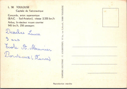 France Postcard: Toulouse Capitale De L'Aeronautique Concorde Airbus XT3874