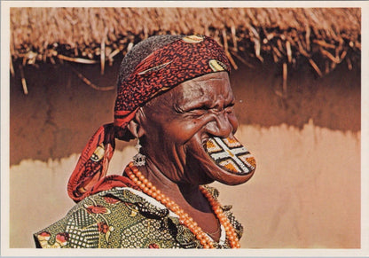 South Africa Postcard: Sara Platter Mouthed Woman Lip Plate No 717 1960s XT4574