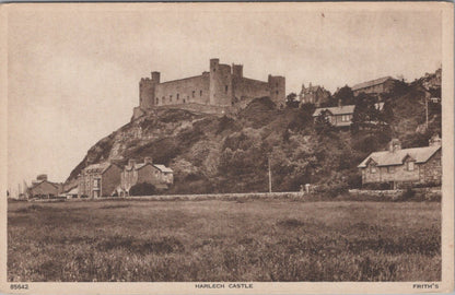 Gwynedd Postcard:Harlech Castle View, Hill Fort, Houses, Landscape 1930's XT3570