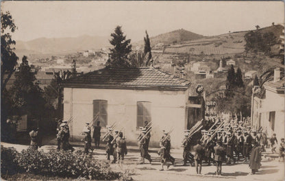 Italy Postcard: Troops Entering Cemetery Military Marching, 1910's, RPPC XT3921