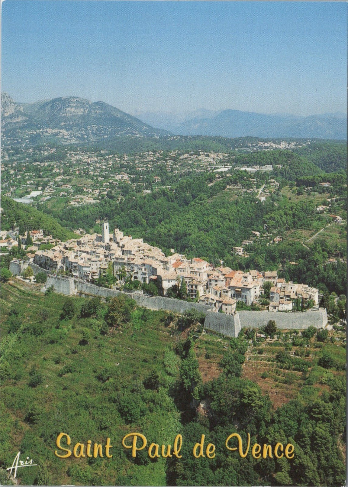 France Postcard: Saint Paul de Vence Aerial Village Provencal 1990's XT3839