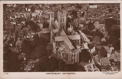 Kent Postcard: Canterbury Cathedral Aerial View Gothic Religion RPPC XT3462