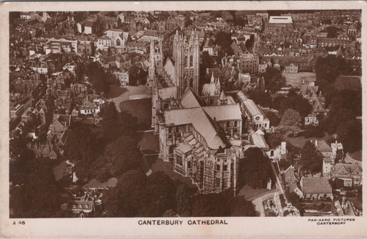 Kent Postcard: Canterbury Cathedral Aerial View Gothic Religion RPPC XT3462