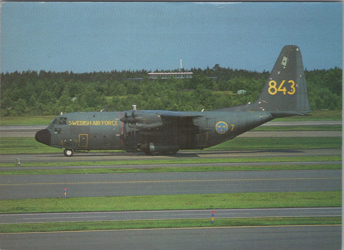 Aviation Postcard: Swedish Air Force Tp 84 Hercules C-130 Plane Runway XT5180