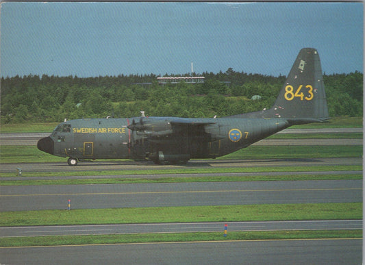 Aviation Postcard: Swedish Air Force Tp 84 Hercules C-130 Plane Runway XT5180