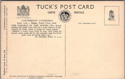 Kent Postcard: Canterbury Cathedral Stained Glass Raphael Tuck 1930's XT4165