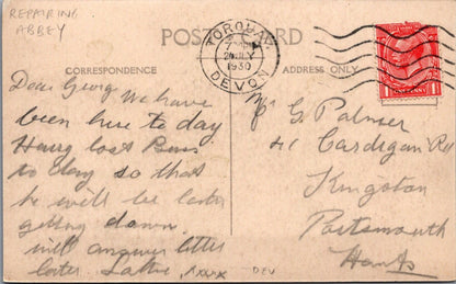 Devon Postcard: Buckfast Abbey West Front Reconstruction RPPC 1930 XT4592
