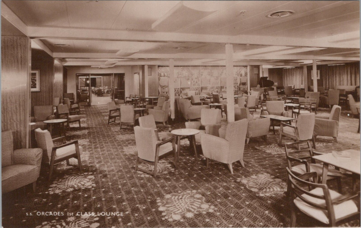 Shipping Postcard: SS Orcades Orient Liner First Class Lounge Interior XT5534