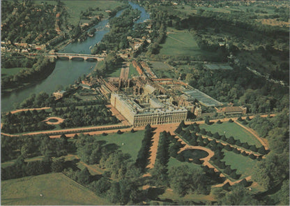 Middlesex Postcard: Hampton Court Palace Aerial River Thames Gardens XT4440