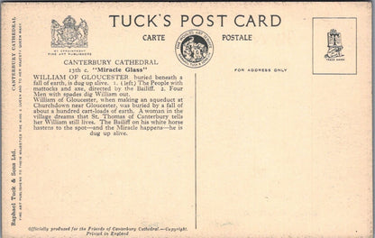 Kent Postcard: Canterbury Cathedral Stained Glass Tuck 1930's XT4164