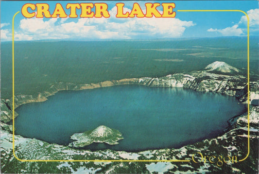 Oregon Postcard: Crater Lake National Park, Wizard Island Aerial View 1970s XT3518