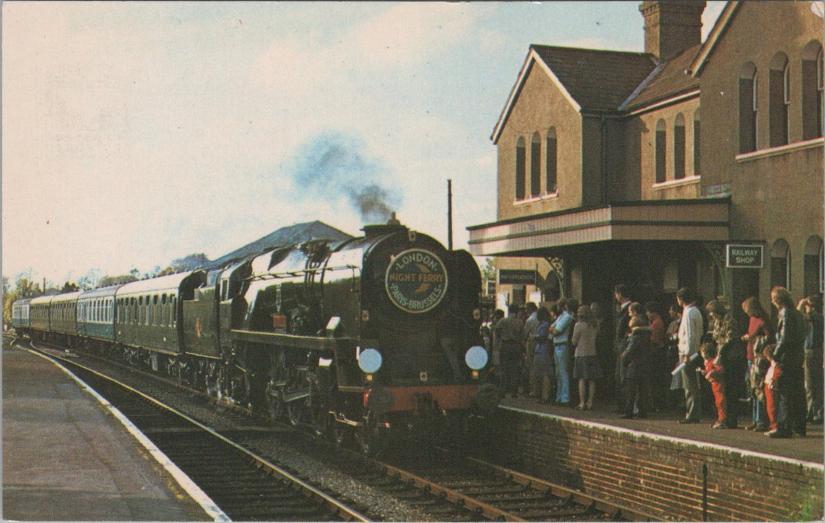 Hampshire Postcard:Alresford Station Locomotive 34016 Bodmin Train 1980's XT5061