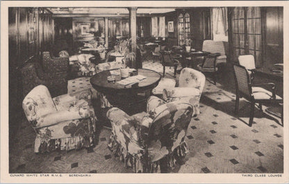 Shipping Postcard: Cunard White Star RMS Berengaria Third Class Lounge XT5284