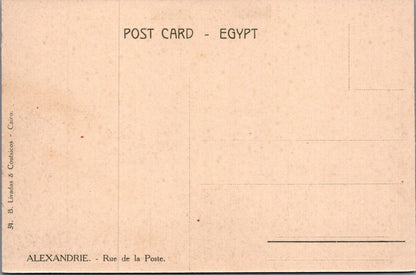 Egypt Postcard: Alexandria Post Office Street Rue de la Poste Cars  XT5512