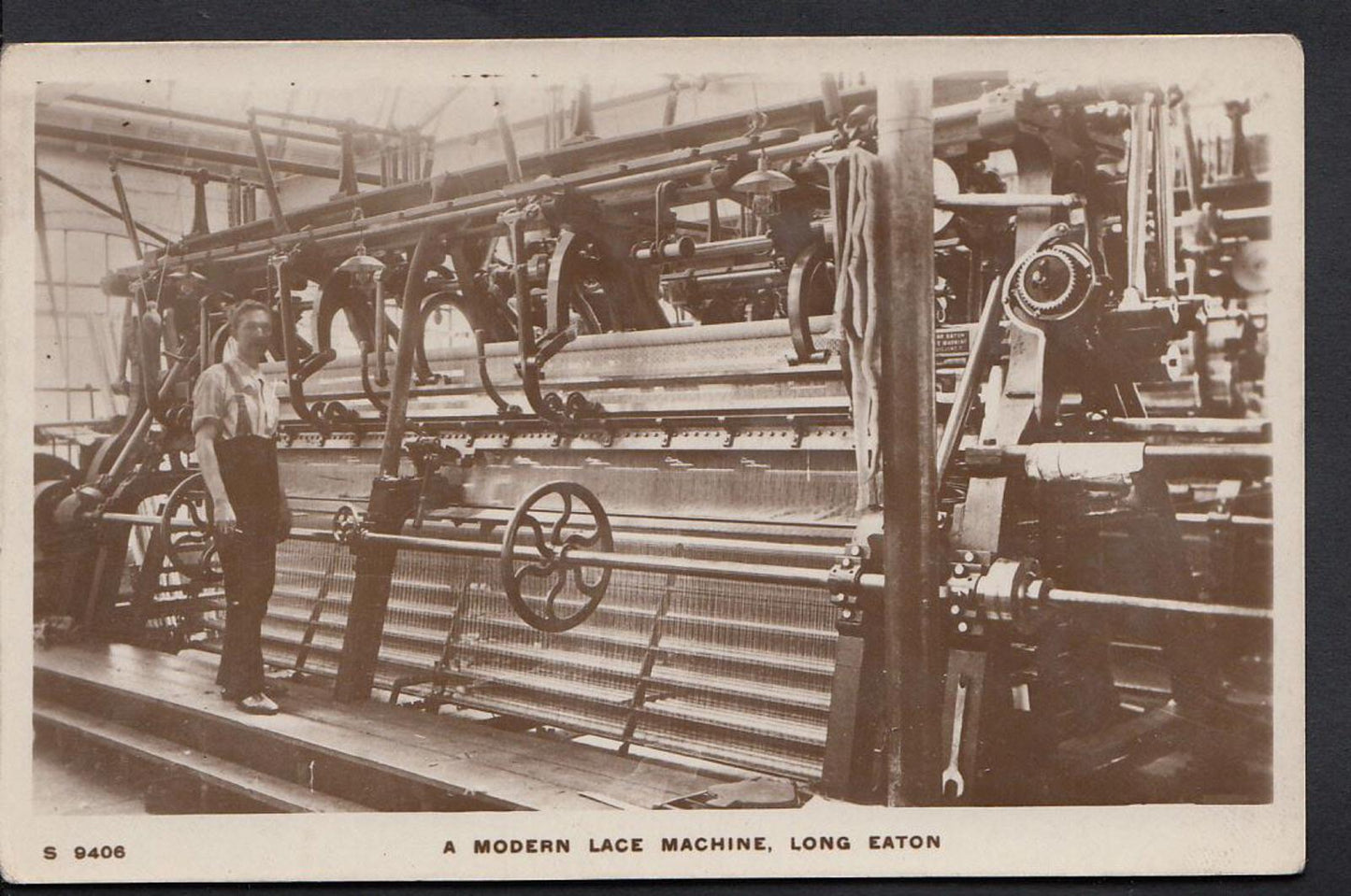Derbyshire Postcard: Long Eaton Modern Lace Machine Factory RPPC BH453