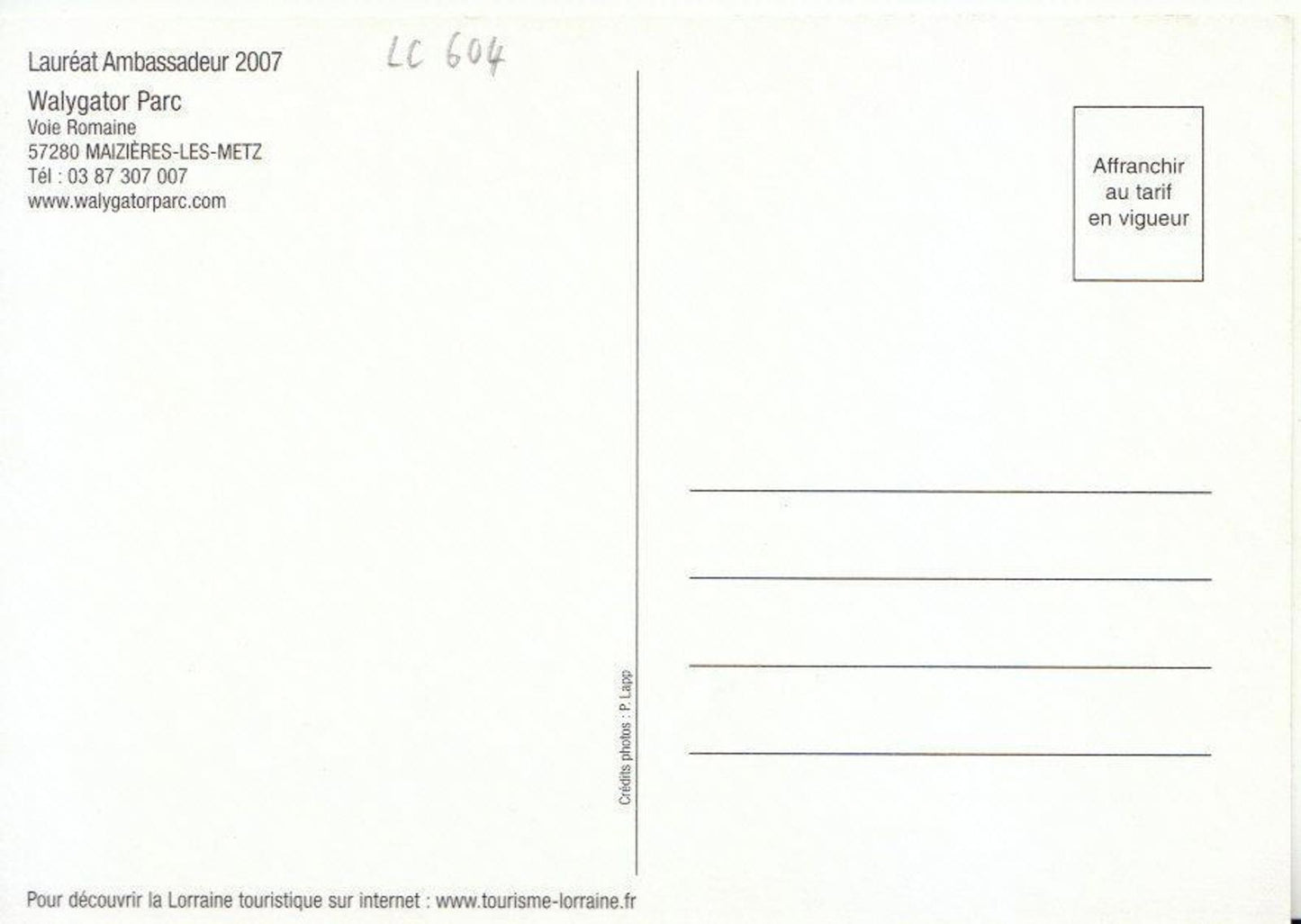 France Postcard - Walygator Parc - Maizieres-Les-Metz - Ref TZ2591