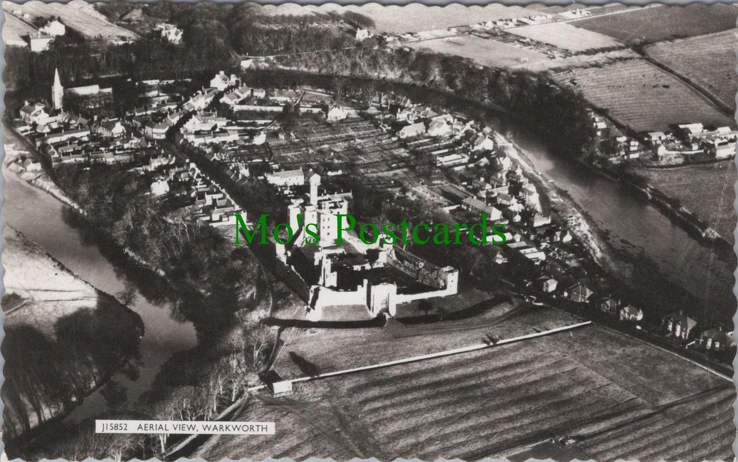 Northumberland Postcard - Warkworth Aerial View  DC1535