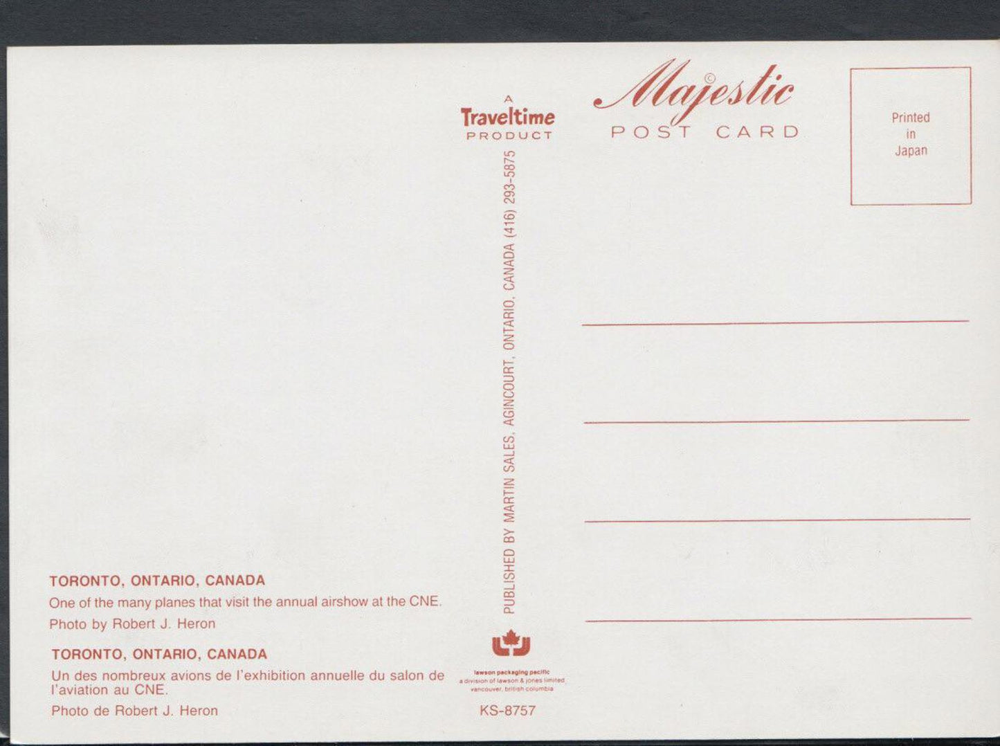 Canada Postcard - Aeroplane at The Airshow, Toronto, Ontario    RR4882