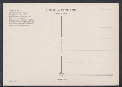 Finland Postcard - Savonlinna - Olavinlinna Castle   RR5707