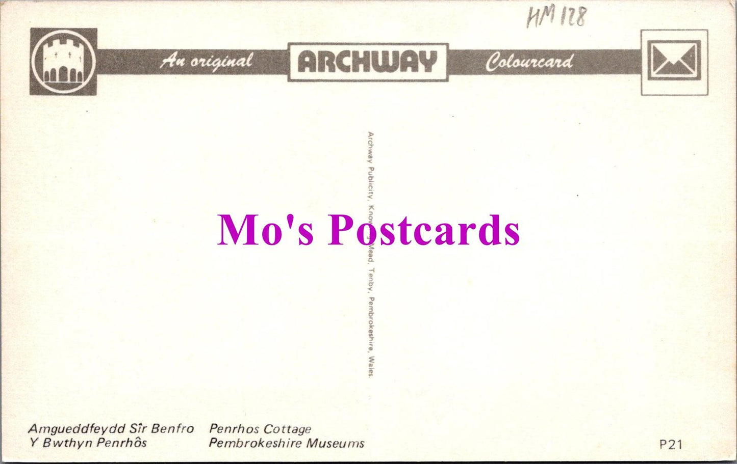 Wales Postcard - Penrhos Cottage, Y Bwthyn Penrhos, Pembrokeshire Museums HM128