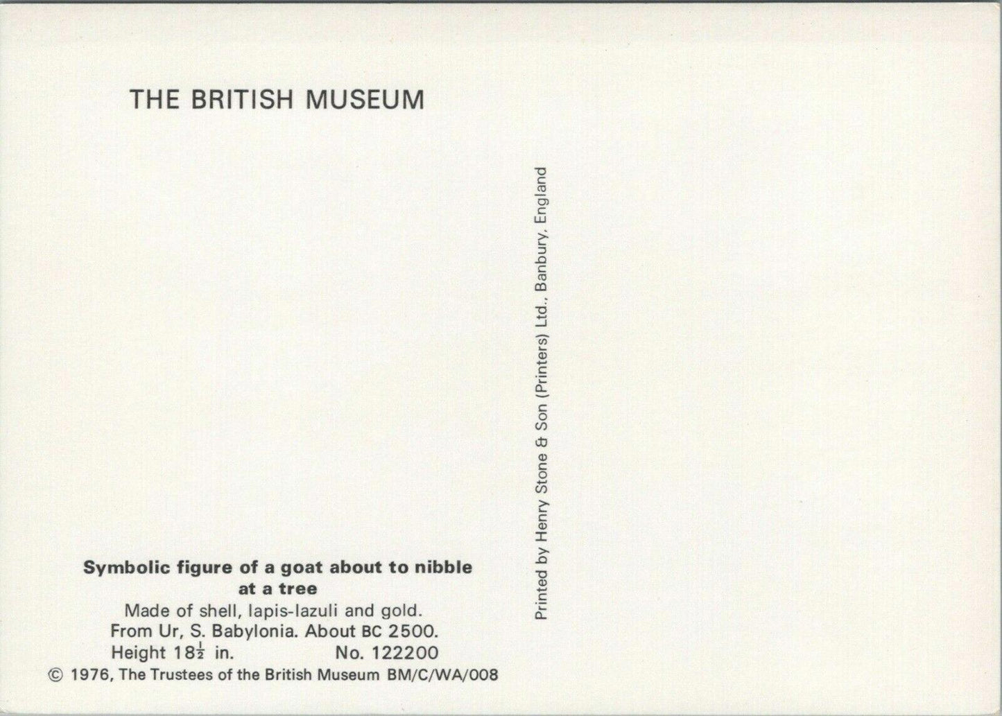 British Museum Postcard - Symbolic Figure of a Goat, S.Babylonia BC2500-RRR1281