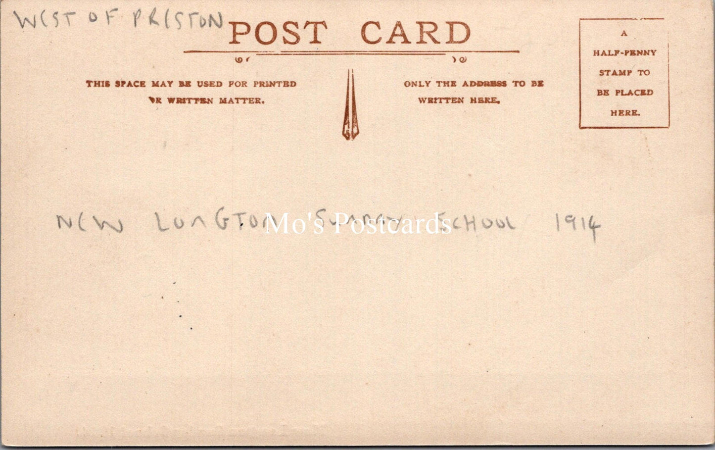 Lancashire Postcard: New Longton Sunday School 1914 - BH2134