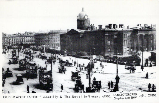 Lancashire Postcard - Old Manchester Piccadilly & The Royal Infirmary  RS40329