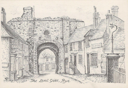Sussex Postcard - Pencil Sketch of The Land Gate, Rye   RRR439