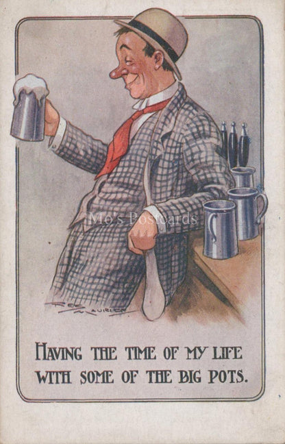 Comic Postcard - Alcohol, Pub, Beer, Ale, Booze, Drinker, Drunk Man XT91