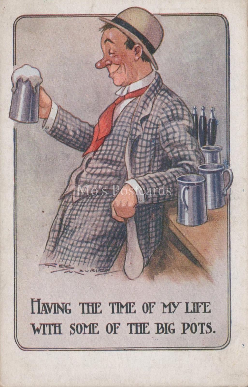 Comic Postcard - Alcohol, Pub, Beer, Ale, Booze, Drinker, Drunk Man XT91