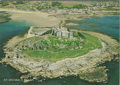 Cornwall Postcard: Aerial View of St Michael's Mount & Marazion RRR1158