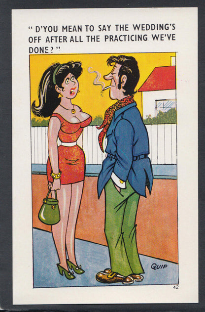 Comic Postcard: Risque Rude Couple Wedding Partners Smoker Artist Quip S8