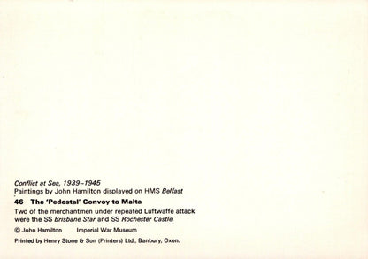 Military Art Postcard - Convoy To Malta, Conflict at Sea, John Hamilton RR22497