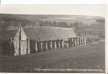Tithe Barn & St Nicholas Church Abbotsbury Dorset Postcard Real Photo RPPC 3177a