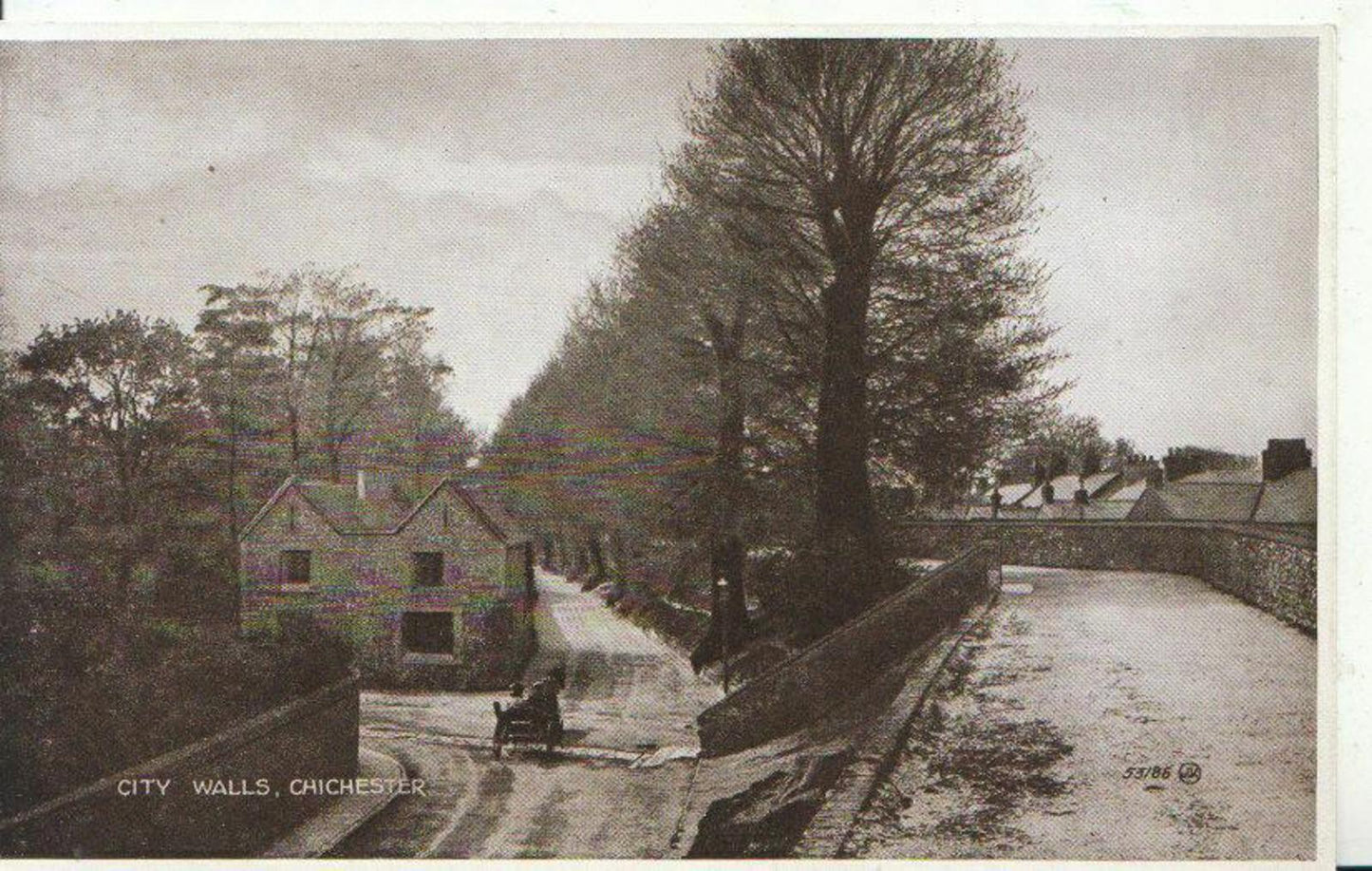 Chichester City Walls West Sussex Vintage Photo Brown Printed Postcard 2422A