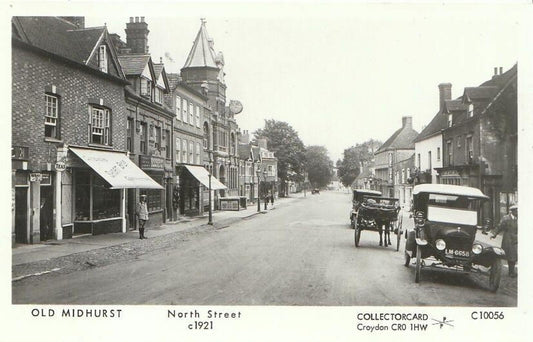 Sussex Postcard: Midhurst North Street Town Motor Car c1921 View BR626