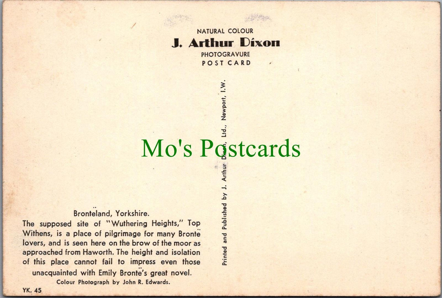 Yorkshire Postcard: Bronteland Wuthering Heights Top Withens Moor View SW7444