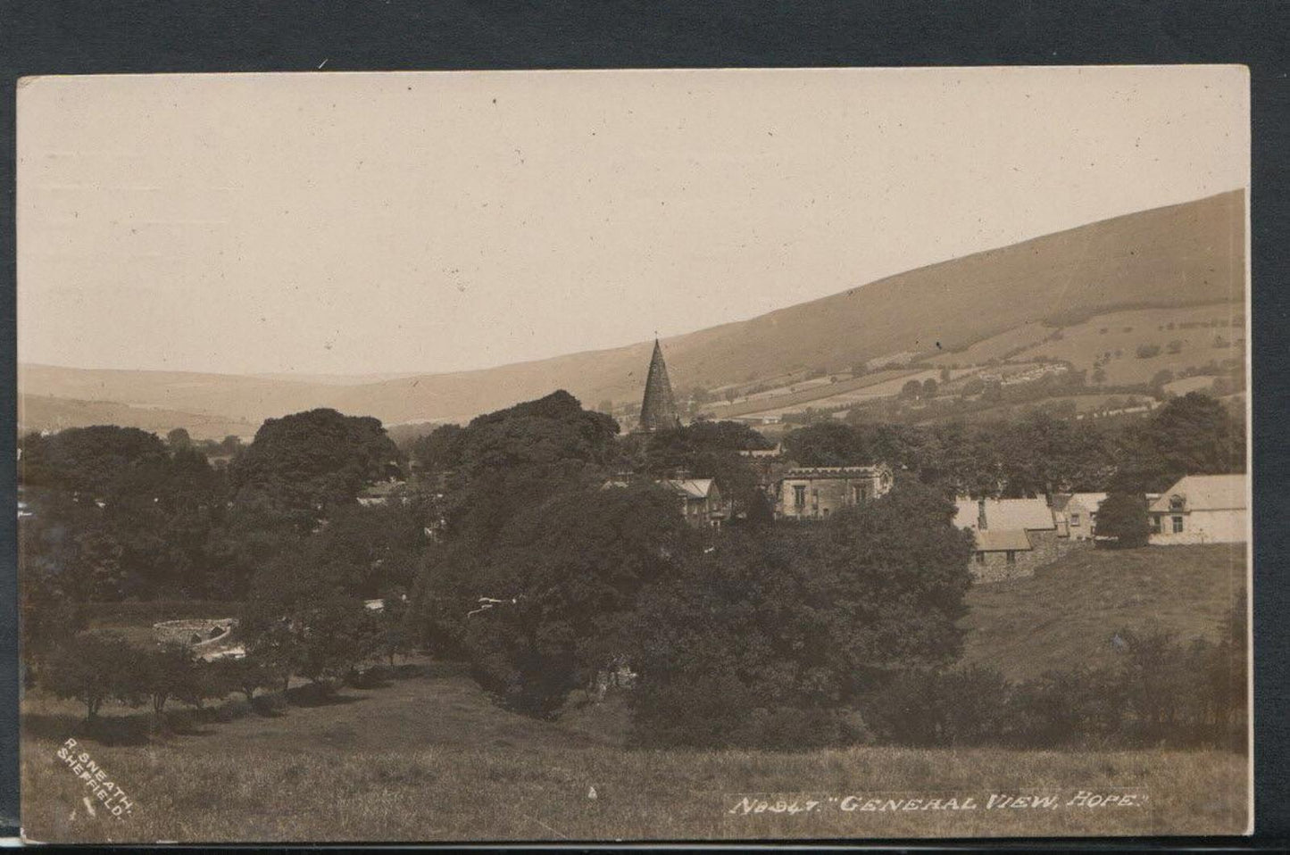 Derbyshire Postcard - Hope Village, A General View. Posted 1912 - RS10004