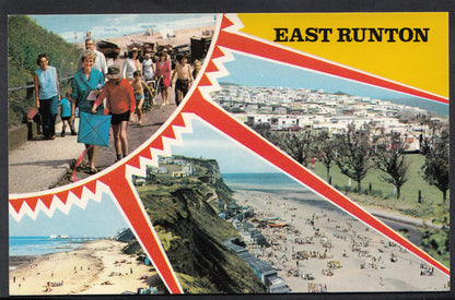 Norfolk Postcard: East Runton Multi View Caravan Site Cliff Beach 1970's RS41650