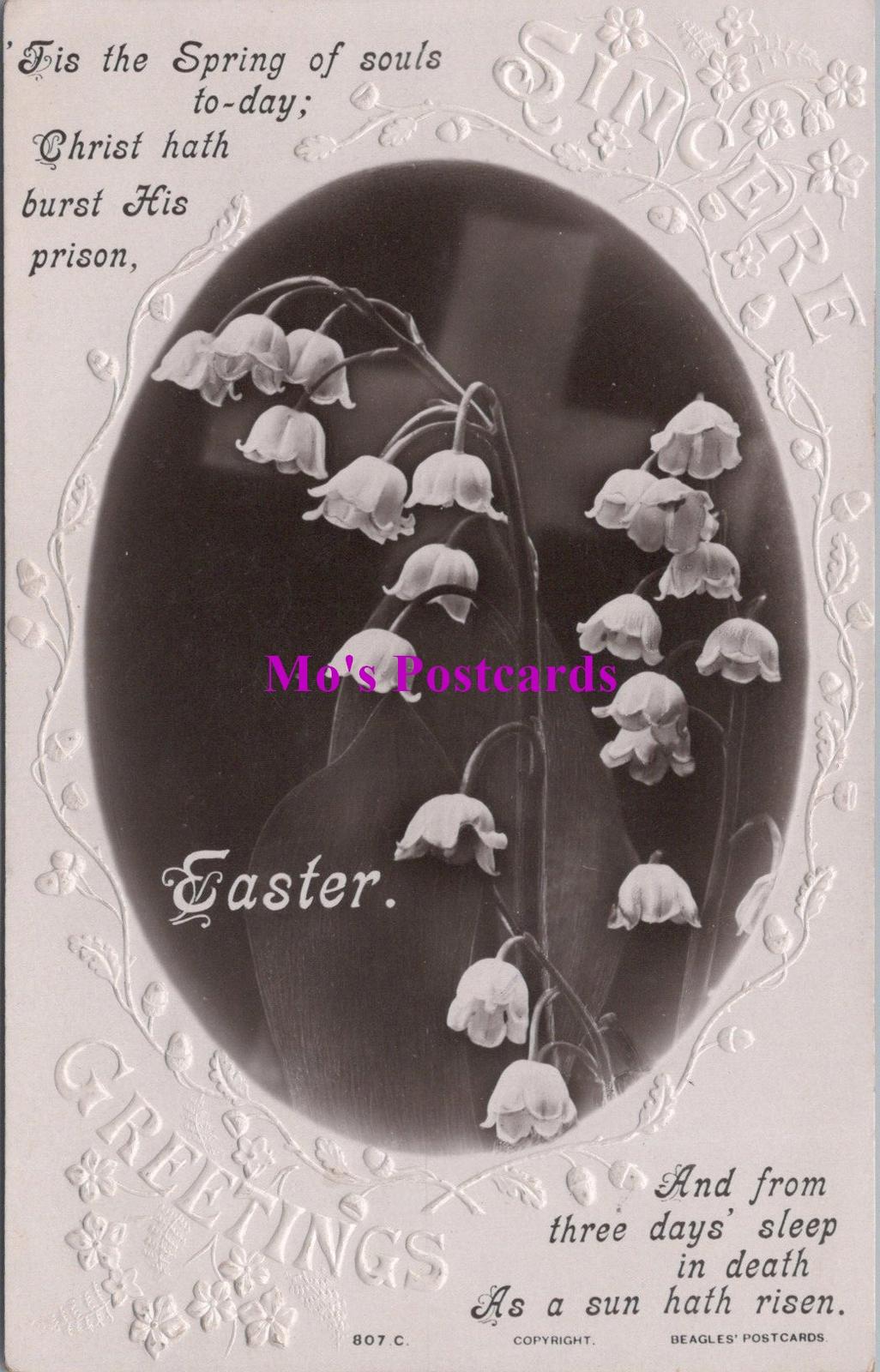 Embossed Greetings Postcard - Easter Snowdrop Flowers  HM252