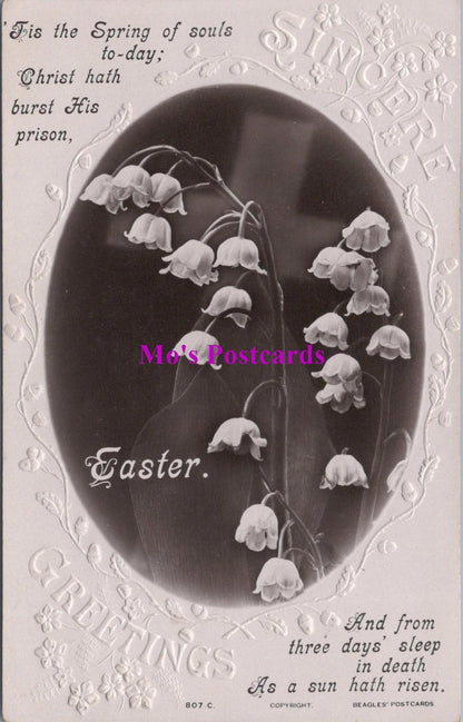Embossed Greetings Postcard - Easter Snowdrop Flowers  HM252