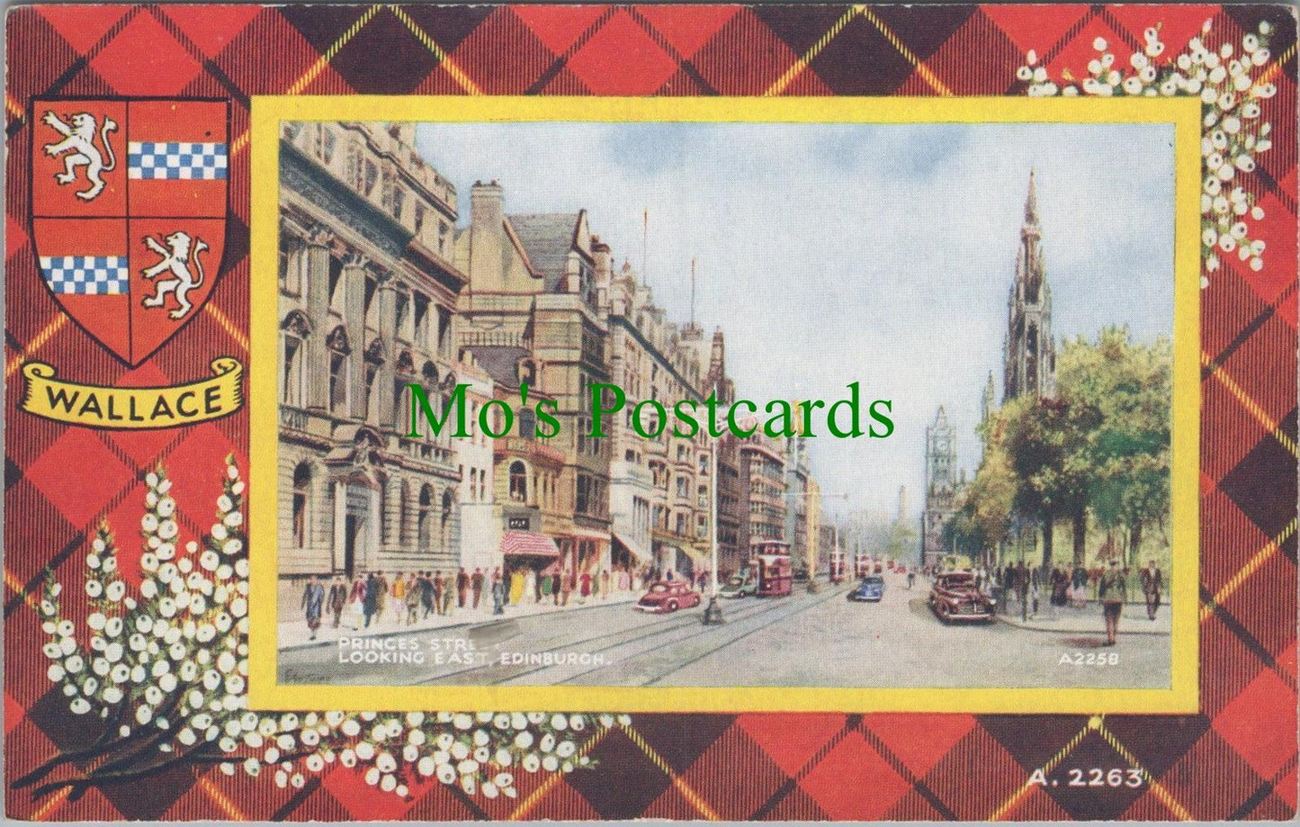 Scotland Postcard - Edinburgh, Princes Street, Wallace Tartan, Art Colour DC2609