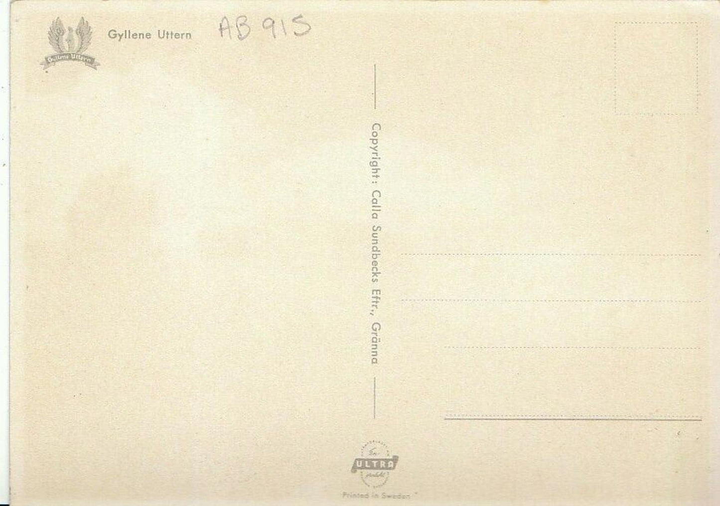 Sweden Postcard - Gyllene, Uttern   AB915