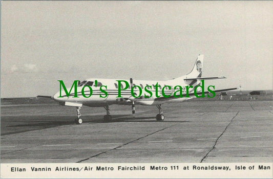 Aviation Postcard - Ellan Vannin Airlines Aeroplane at Ronaldsway, IOM -RS26253
