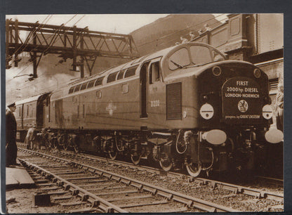 London Postcard:Railway First 2000hp Diesel Train London To Norwich 1958 RR23719