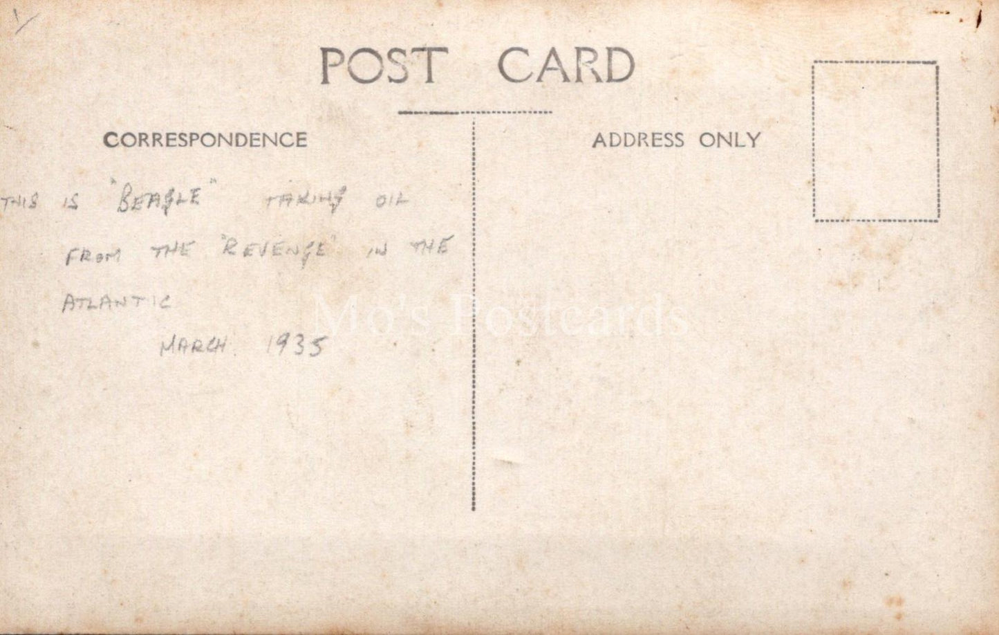 Naval History Postcard - HMS Beagle, British B-Class Destroyer Refueling  XT64